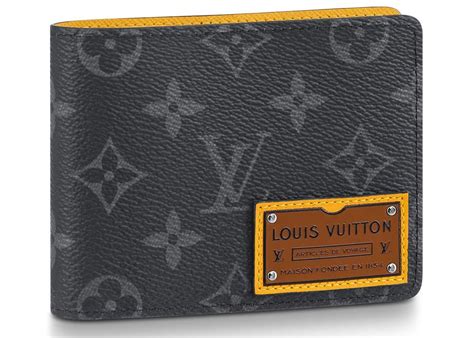 louis vuitton multiple wallet monogram eclipse gaston label savane yellow